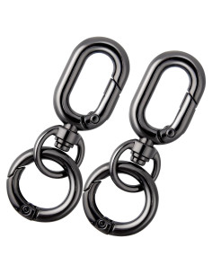 2 Clips de Llavero Giratorios Winsyison - Zinc Negro 5x2 cm