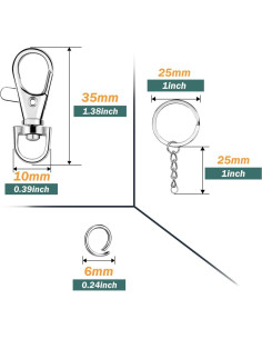 100 Ganchos de Clip y Anillos de Llave Segauin Plata 2