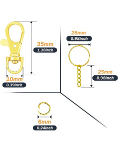 100 Ganchos Giratorios y Anillos de Llave Segauin Oro 2