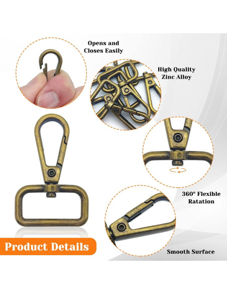 12 Ganchos Giratorios Oubaka 2.5cm Bronce Antiguo para Manualidades