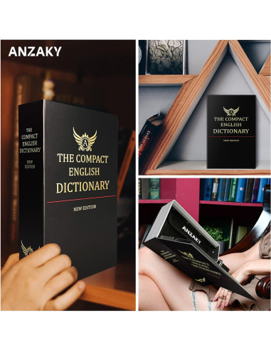 Caja Falsa Diccionario ANZAKY con Cerradura y Bolsa a Prueba de Fuego