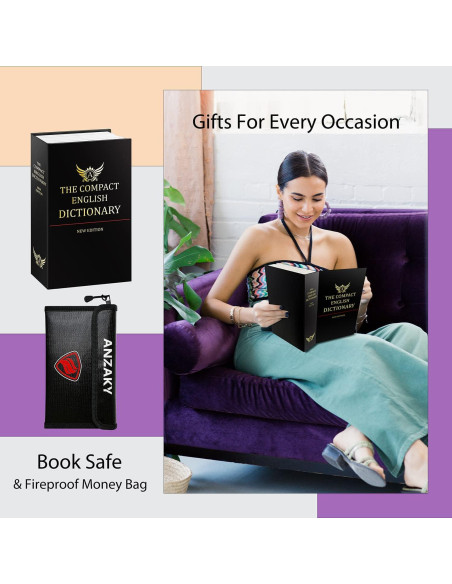 Caja Falsa Diccionario ANZAKY con Cerradura y Bolsa a Prueba de Fuego Caja Falsa Diccionario ANZAKY con Cerradura y Bolsa a Prueba de Fuego