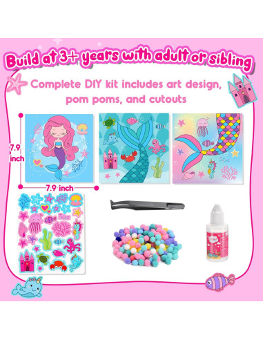 Kit de Manualidades de Pom Pom Windidi para Niñas 3 Piezas 20.1 cm