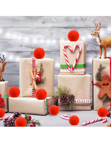10 Pompones de Piel Sintética BBGifts 8 cm Rojos para DIY