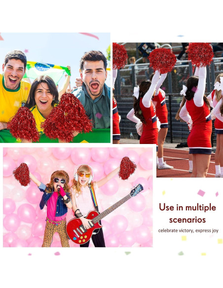 Pompones de Animación Deportiva Comicfs 12 PCS Rojo Pompones de Animación Deportiva Comicfs 12 PCS Rojo