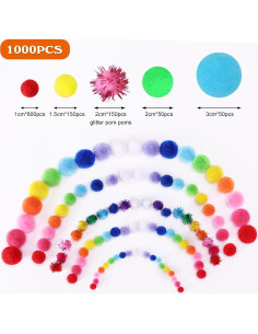 Bolas Pom Pom Multicolor 1000pcs LoveS para Manualidades 2
