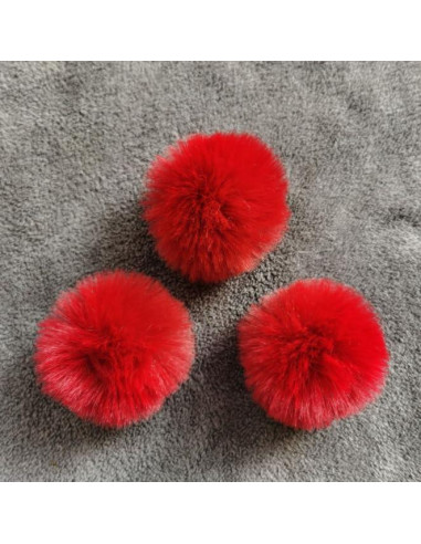 10 Pompones de Piel Sintética BBGifts 8 cm Rojos para DIY