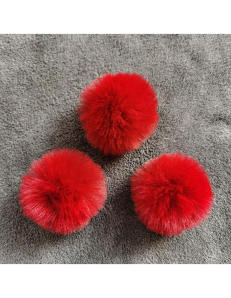 10 Pompones de Piel Sintética BBGifts 8 cm Rojos para DIY 10 Pompones de Piel Sintética BBGifts 8 cm Rojos para DIY