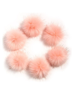Paquete de 6 Pompones de Piel Falsa LFOUVRE 10 cm Rosa Concha