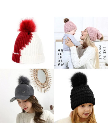 Paquete de 6 Pompones de Piel Falsa LFOUVRE 10 cm Rosa Concha