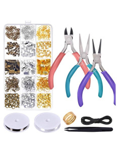 Kit de Reparación de Joyería Anezus con 3 Pinzas y 450 Piezas