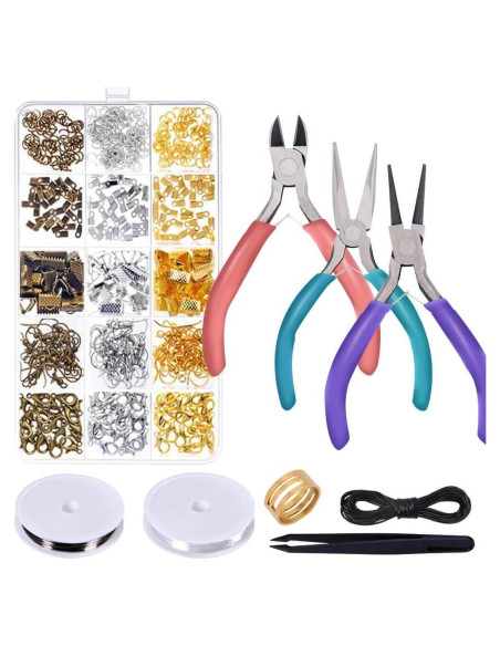 Kit de Reparación de Joyería Anezus con 3 Pinzas y 450 Piezas