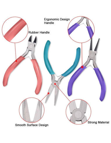 Kit de Reparación de Joyería Anezus con 3 Pinzas y 450 Piezas