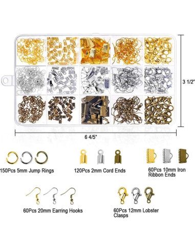 Kit de Reparación de Joyería Anezus con 3 Pinzas y 450 Piezas