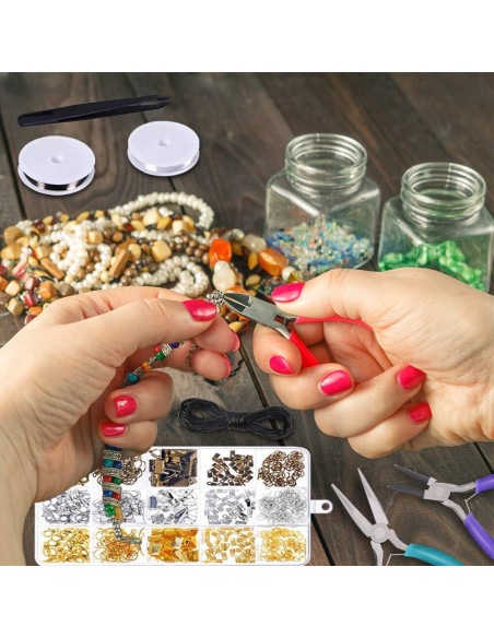 Kit de Reparación de Joyería Anezus con 3 Pinzas y 450 Piezas
