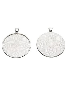 10 Piezas Base de Pendientes Redondos 40mm Plata Antigua SHUNAE