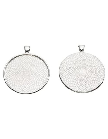 10 Piezas Base de Pendientes Redondos 40mm Plata Antigua SHUNAE