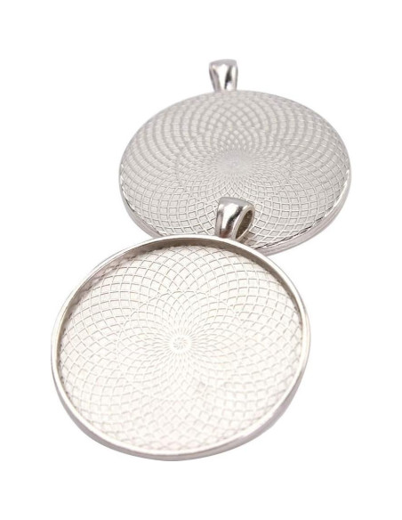 10 Piezas Base de Pendientes Redondos 40mm Plata Antigua SHUNAE