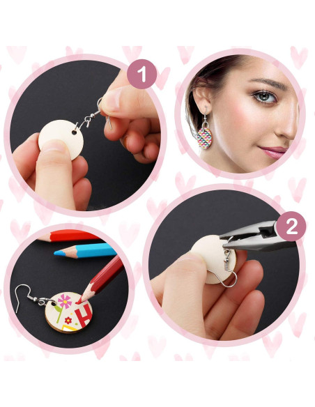 Kit de Pendientes de Madera Hicarer 200 Piezas DIY 5.08 cm