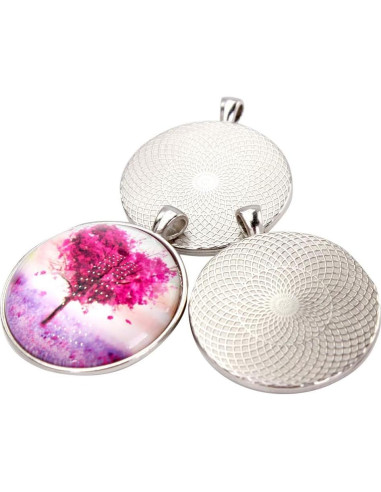 10 Piezas Base de Pendientes Redondos 40mm Plata Antigua SHUNAE