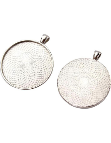 10 Piezas Base de Pendientes Redondos 40mm Plata Antigua SHUNAE