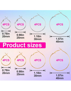 Isslly 32 Piezas Aros de Pendientes Hipoalergénicos DIY Oro Plata 2