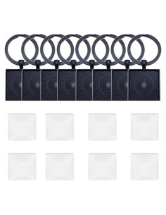 6 Sets Anillos Divididos Metal Negro con Cabochones 25mm