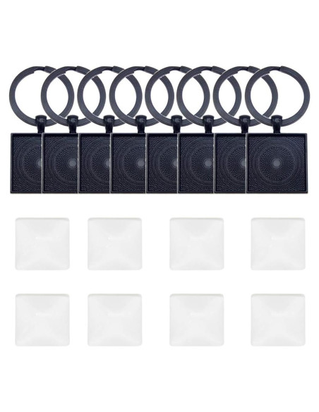 6 Sets Anillos Divididos Metal Negro con Cabochones 25mm