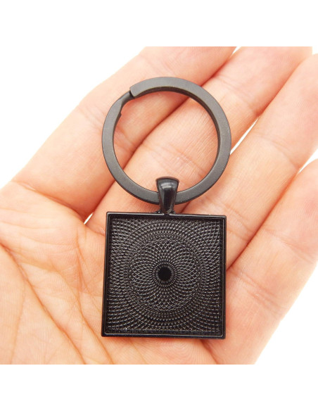 6 Sets Anillos Divididos Metal Negro con Cabochones 25mm