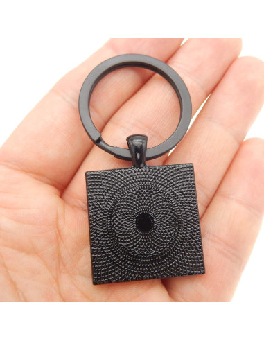 6 Sets Anillos Divididos Metal Negro con Cabochones 25mm