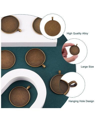 10 Piezas Configuraciones de Bezel Pandahall 40mm Bronce Vintage