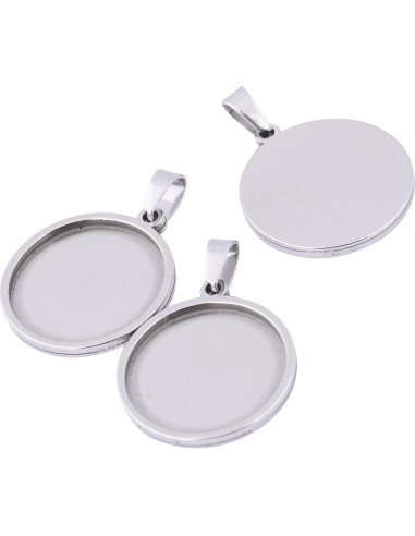 10 Sets Bandejas Redondas 22mm Acero Inoxidable Reidgaller