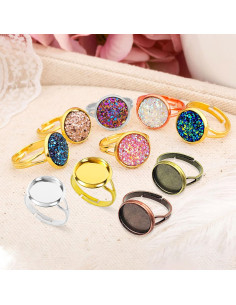 80 Anillos Ajustables en Blanco Ximalun 12mm 8 Colores DIY 2