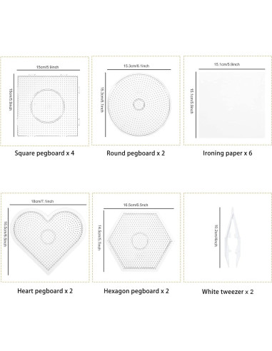 Tableros de Fusión de Beads Dedoot 18 Piezas 5mm Plástico