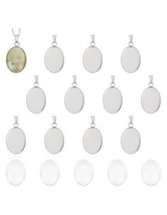 Kit de Colgantes Ovalados DIY UNICRAFTALE 20 Piezas Acero Inoxidable