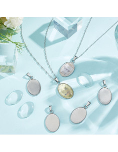 Kit de Colgantes Ovalados DIY UNICRAFTALE 20 Piezas Acero Inoxidable 2