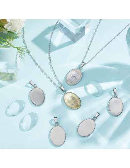 Kit de Colgantes Ovalados DIY UNICRAFTALE 20 Piezas Acero Inoxidable