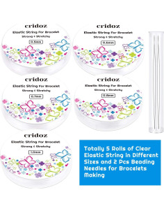 Cuerda Elástica Cridoz 5 Rollos 0.5-1.0 mm para Pulseras 2