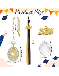 Borlas de Graduación XunYee con Encanto Foto 2025 Negro y Dorado 2