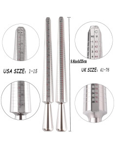 Kit de Medición de Tamaño de Anillo Awxevcik - 27 Piezas 2