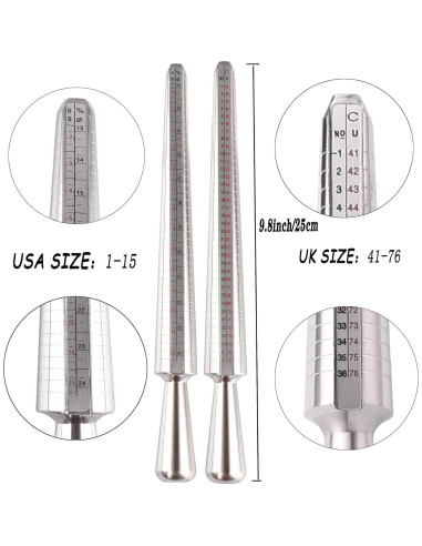 Kit de Medición de Tamaño de Anillo Awxevcik - 27 Piezas