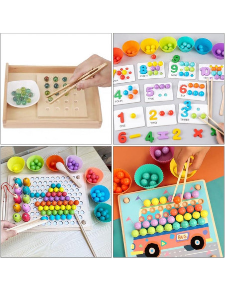 Juego de Clips de Cuenta de Perlas de Madera NUOBESTY 3PCS