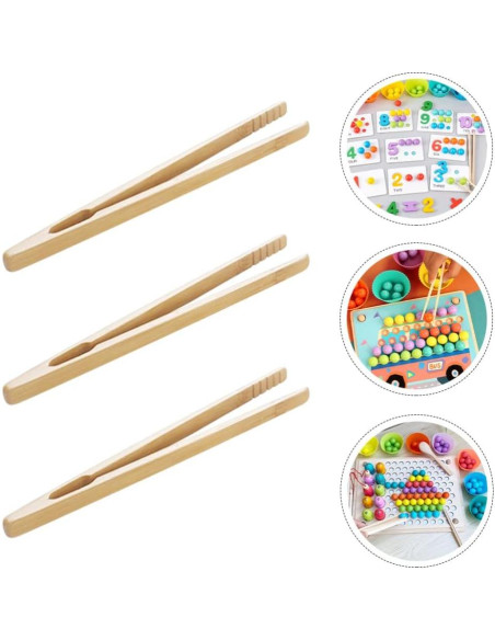 Juego de Clips de Cuenta de Perlas de Madera NUOBESTY 3PCS