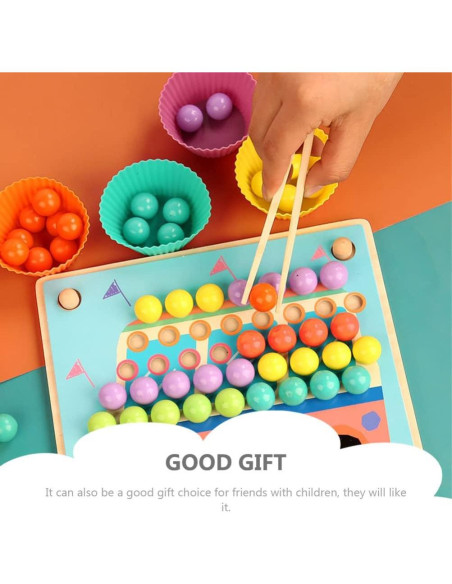 Juego de Clips de Cuenta de Perlas de Madera NUOBESTY 3PCS