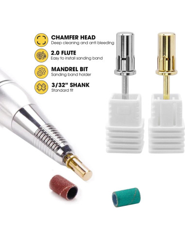 2 Piezas Bit de Mandril para Uñas Bestgle 2.35mm Acero