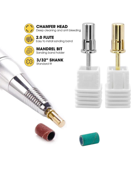 2 Piezas Bit de Mandril para Uñas Bestgle 2.35mm Acero