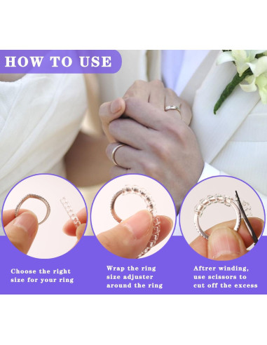 Ajustador de Talla de Anillo JRONGHE - 12 Piezas Silicona Transparente