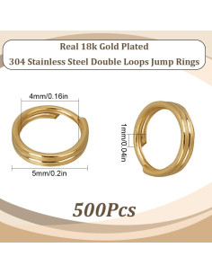 Anillas de Salto de Oro 18K SUNNYCLUE 500Pcs 5mm DIY Joyería 2