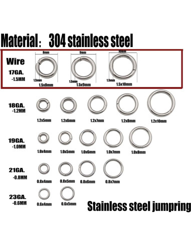 300 Anillos de Salto Acero Inoxidable 8mm 9mm 10mm WOCRAFT