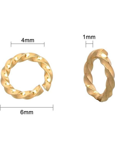 Anillas Abiertas Retorcidas UNICRAFTALE 90pcs Acero Inoxidable